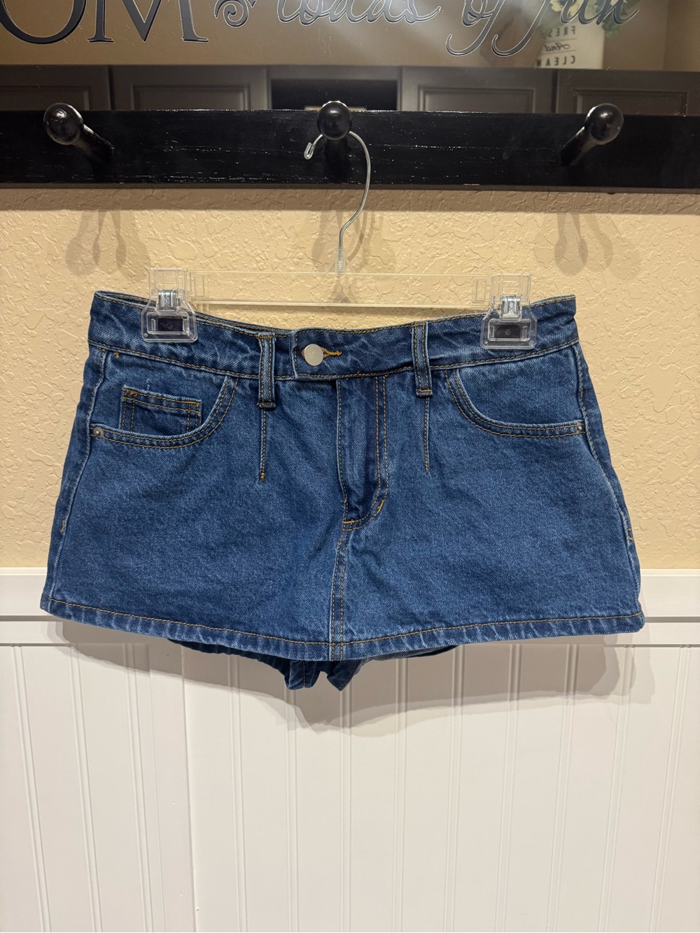 Altar'd State Classic Blue Denim Jean Skirt with Shorts Underneath